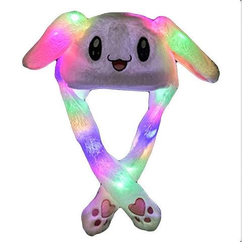 free ship 2019 Fashion Moving Hat Glowing Rabbit Ears Plush Sweet Cute Airbag Cap 5 color can be choose