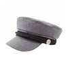 Fashion black Hat Winter Cap Wool Hat Women Button Cap Casual Street wear rope flat Cap Elegant Solid Autumn